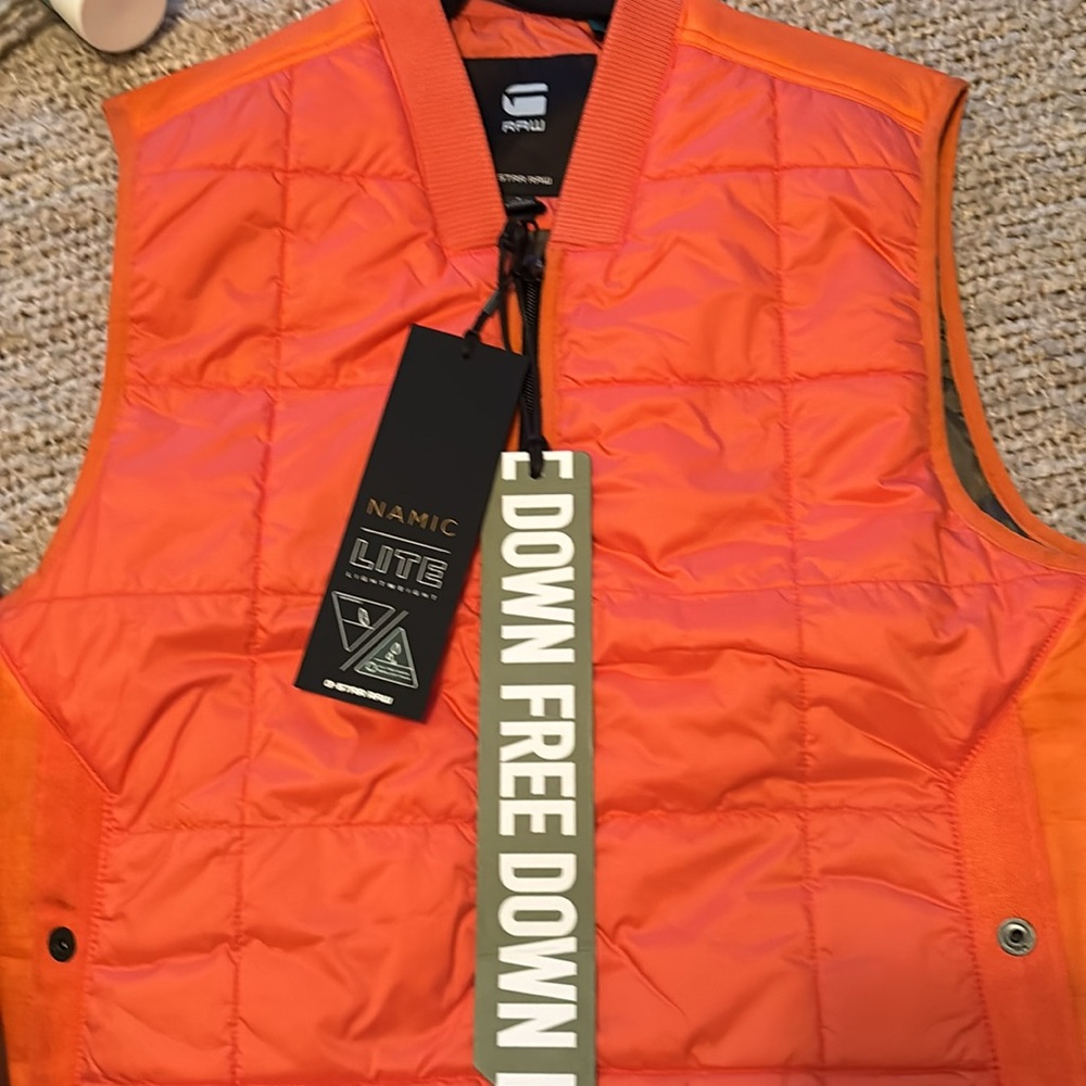 G-Star Raw Lightweight Quilted Vest | Orange | Sz S | Water Repelent